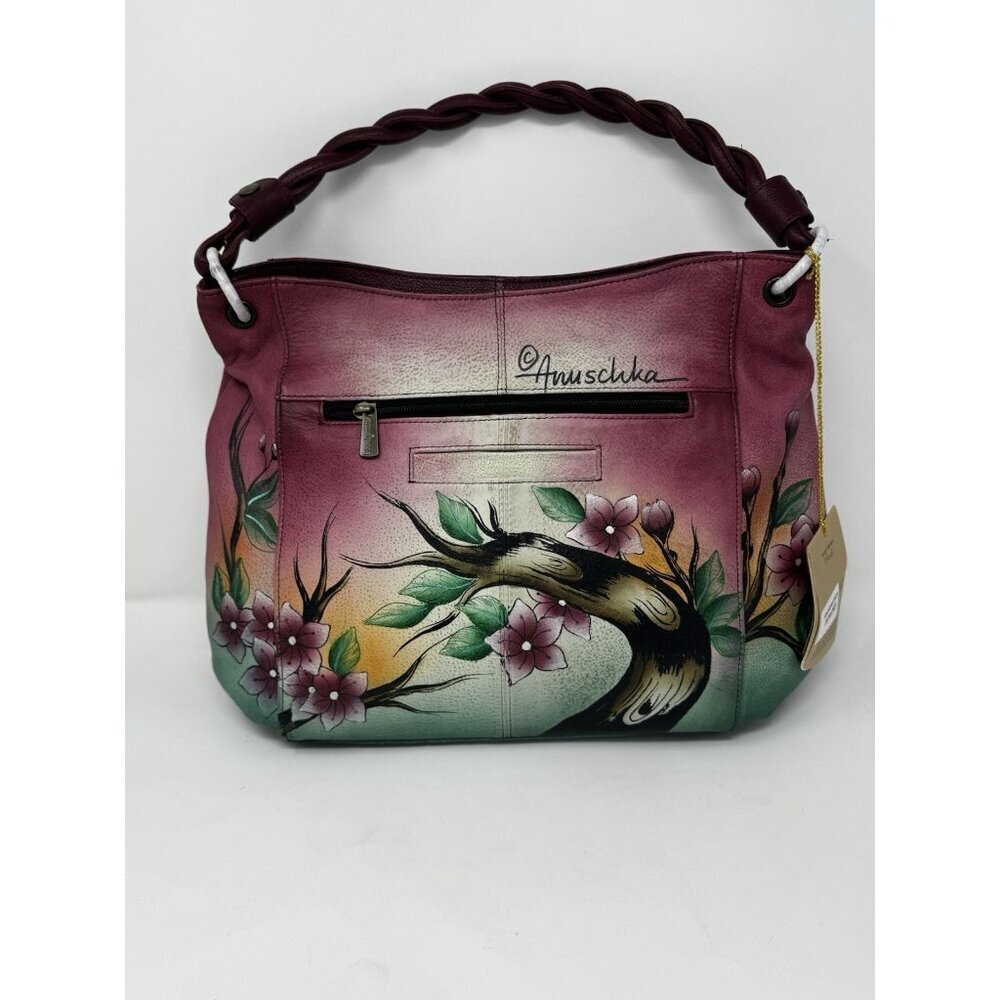 Anuschka hand-painted genuine leather hobo Peacock - Picture 9 of 16